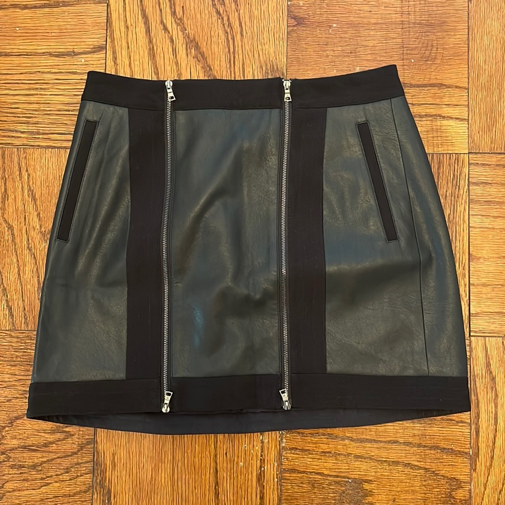 BCBG Max Azria Faux Leather Mixed Media Skirt NWOT